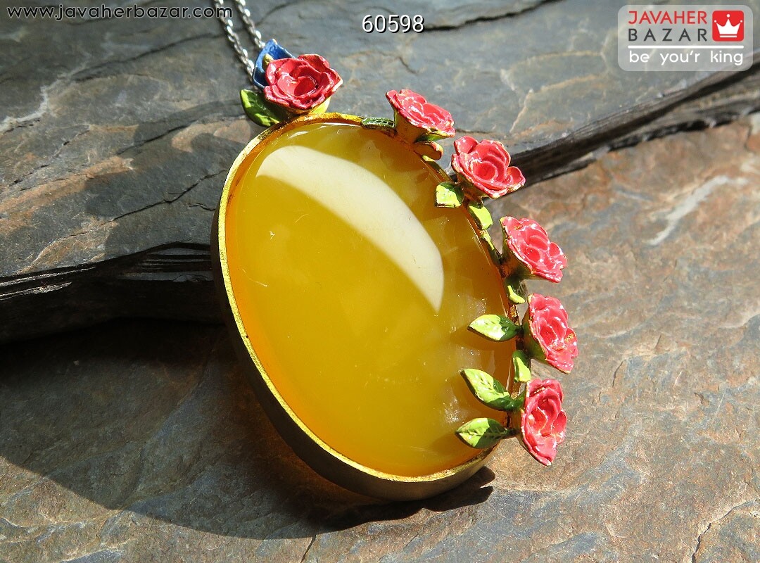 مدال نقره عقیق طرح گل زیرخاکی [شرف الشمس]